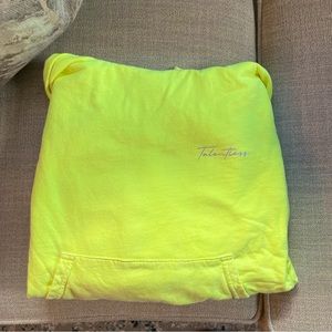 Talentless hoodie, neon yellow, iridescent logo